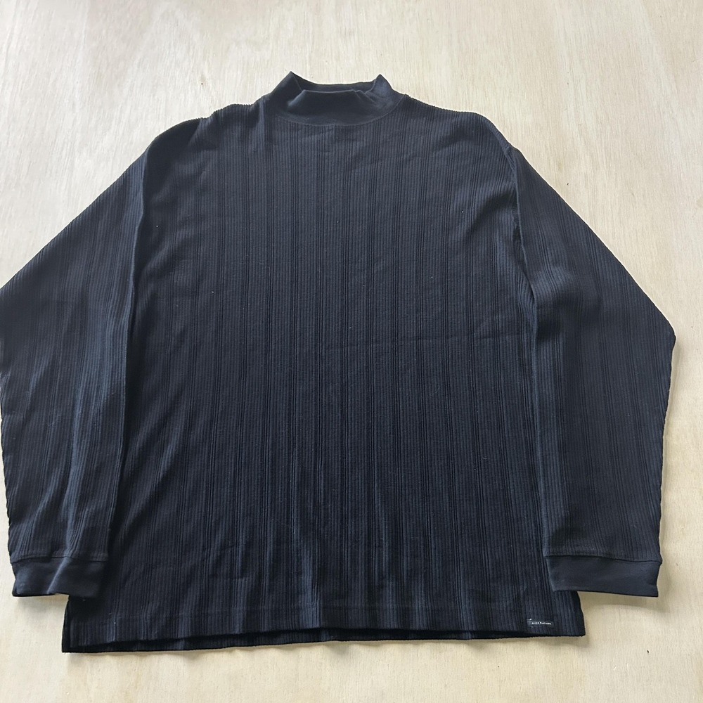 Alex Cannon Sweater Mens Large Black Mock Neck Ribbed Knit Pullover Long Sleeve